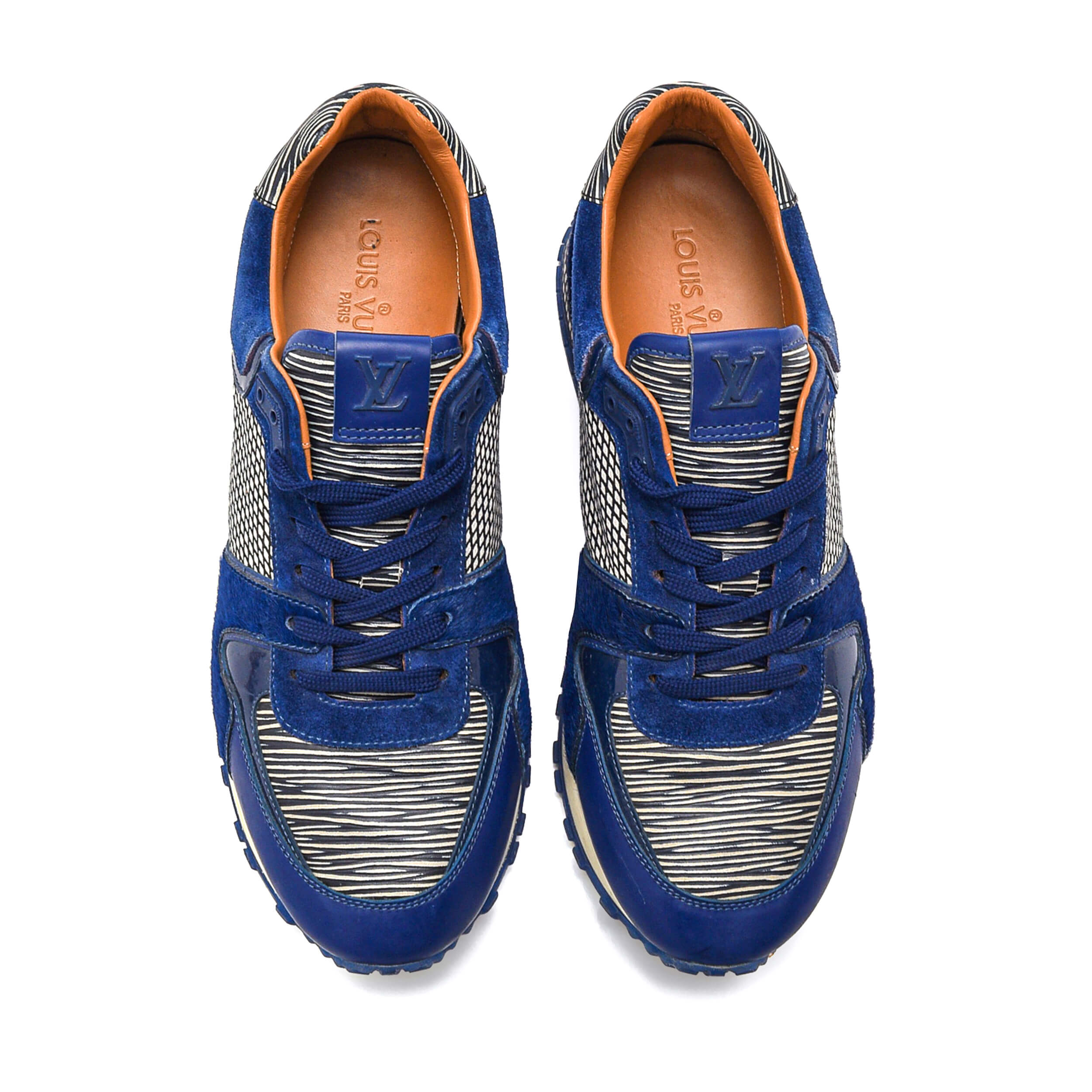 Louis Vuitton - Blue Suede & Striped Leather Sneakers